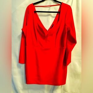 Red long sleeve bodycon backless express dress size XL
